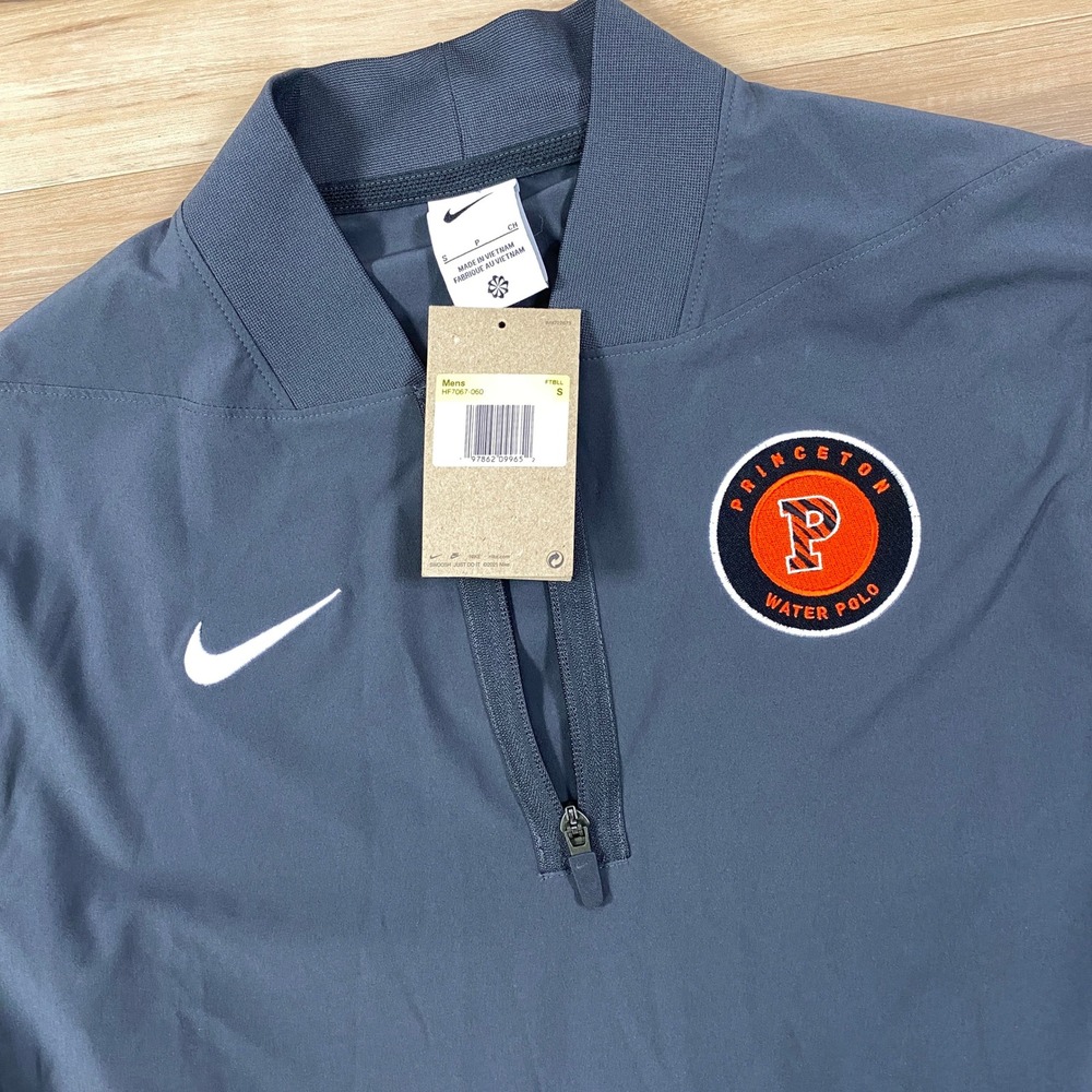 Nike Princeton Water Polo Men Small Quarter Zip Pullover Polyester Gray Athletic